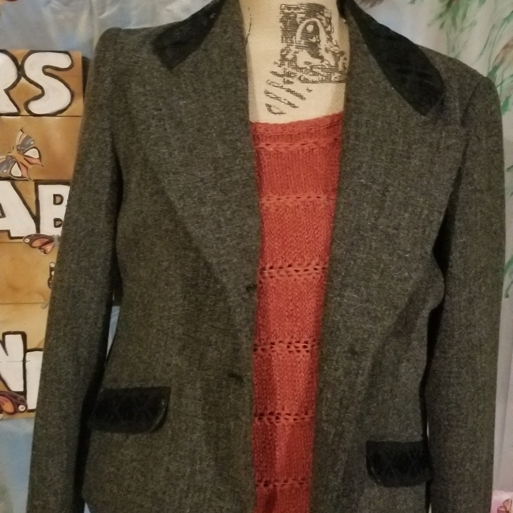 Charcoal gray shorter jacket